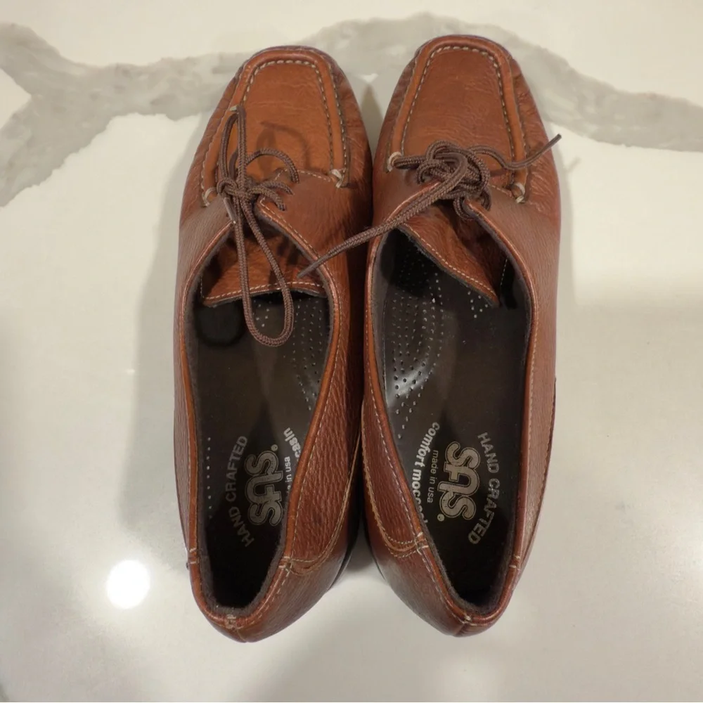 Sas Tripad Comfort Women’s Loafers Shoes Brown Lace Up‎ Moc Toe Low Top 7